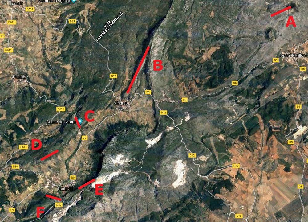 Plan des falaises de Vingrau