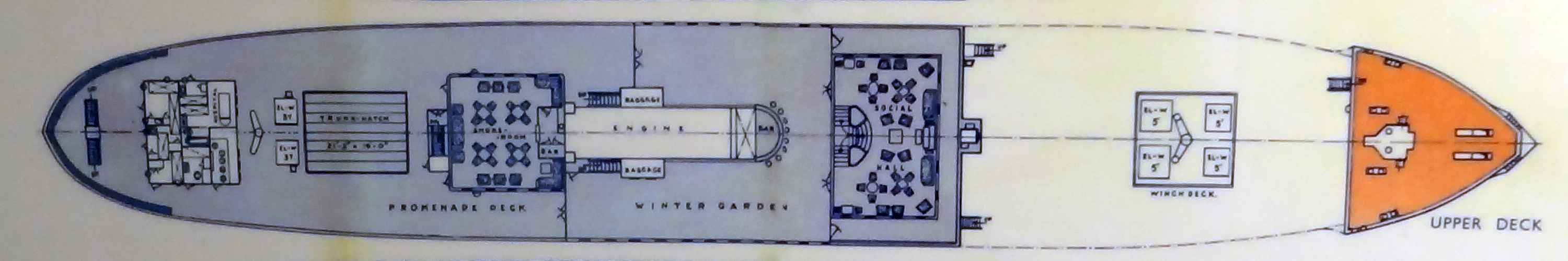 Le pont supérieur du Lydia, celui des promenades.