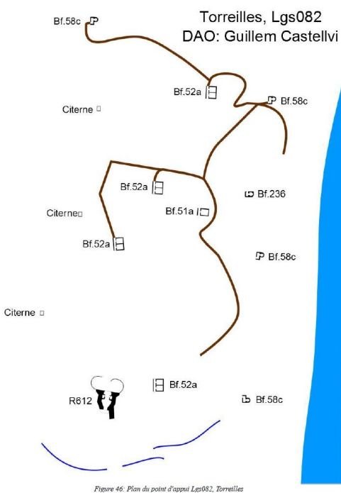 Plan de situation des bunkers de Torreilles